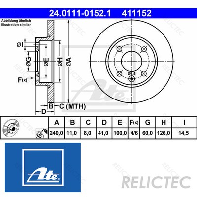 2x ATE Front Brake Discs Set BRAKING Pair 240111-01521 I OE  