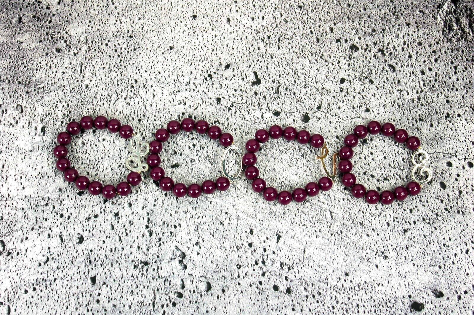 Love Purple Beaded stackable stretch bracelets 4 - image 2