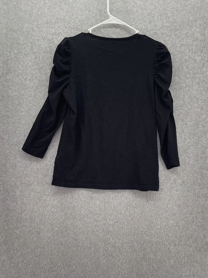 Blusa Esprit Niños Niñas Joya Abullonada Manga Larga Talla Grande Negra Adornada Foto 4 de 4