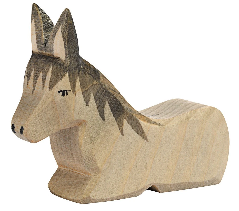 Ostheimer 42117 Esel II liegend aus Holz für die Weihnachtskrippe
