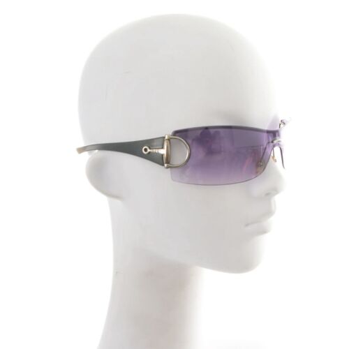 Gucci RARE Vintage Y2K Purple Rimless Shield Horsebit Sunglasses - Afbeelding 1 van 5