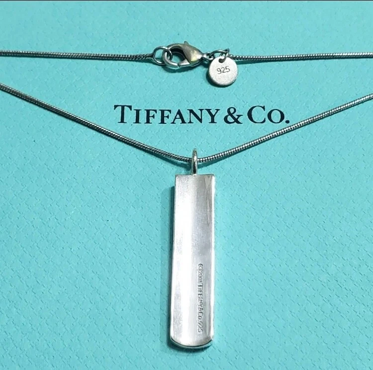 Tiffany Co. Tiffany 1837 Bar Plate Pendant Necklace Sterling