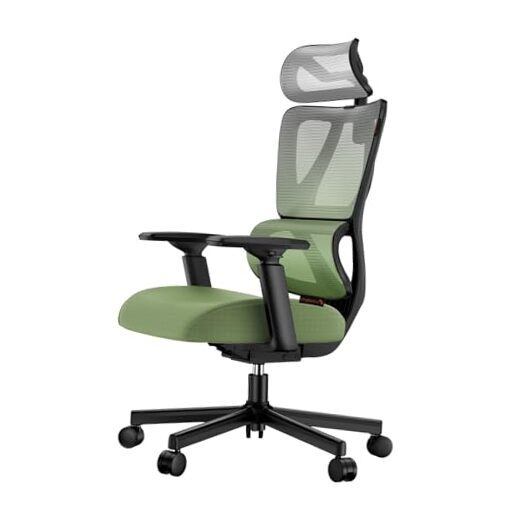 Ergonomic Office Chair with Adaptive Lumbar Support, 30% Thicker Saddle Green