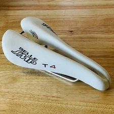 Selle SMP T4 Triathlon Saddle White Leather Inox Steel Rails