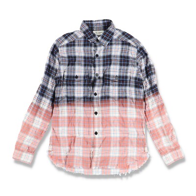 Saint Laurent Paris Blue Bleached Check Raw Hem Flannel Shirt Size S  Regular UK