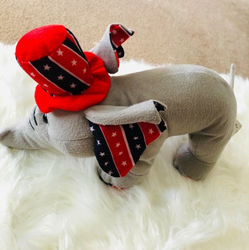 Elephant Patriotic Plush by Kellytoy Hat Red White Blue 12" Sitting - Picture 5 of 8