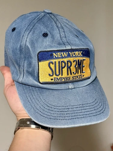 Plaque d'immatriculation suprême chapeau 6 panneaux denim SS25