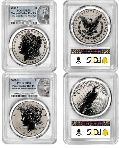 2025 S Morgan & Peace Silver Dollar $1 Reverse Proof  PCGS PR70 #763