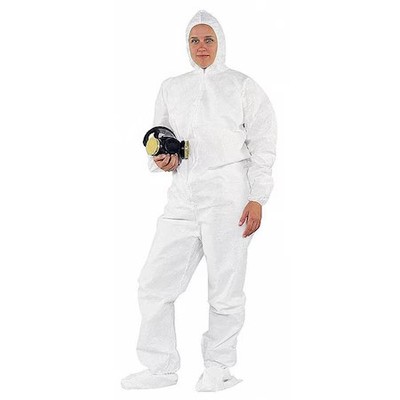 Kleenguard 49124 Hooded Disp. Coveralls, White, Xl, Pk24