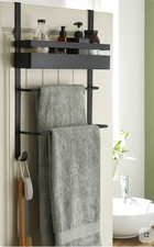 Black Over Door Storage Caddy and Towel Rack Shelf Unit by Next