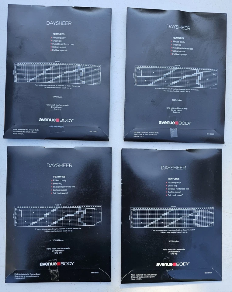 Avenue Body Daysheer Lote de 4 Café, Blanco, Off White y Beige Talla B 100% Nylon Foto 2 de 2