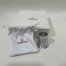 Authentic OMEGA Watch Eye Loupe Magnifying Eye Glass Silver w/ Box & Bag - Gift