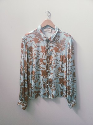 Mos Mosh Floral Button Up Shirt Womens Medium 100% Polyester Long Sleeve