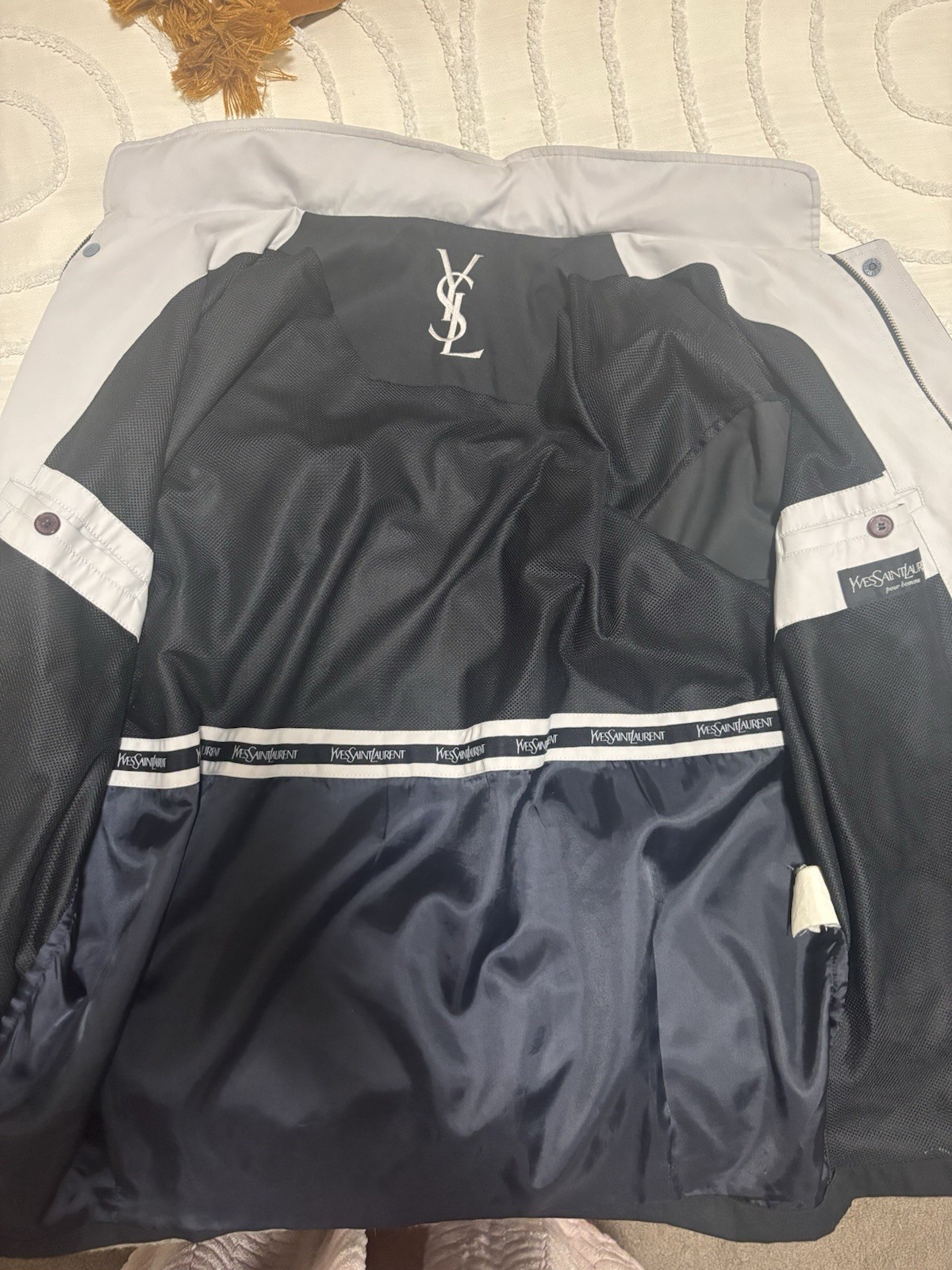 YSL SAINT LAURENT-SIZE M-MENS DARK NAVY HARRINGTON ZIP UP SPRAY JACKET Y2K image 7