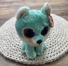Ty Beanie Boos Great Wolf Lodge Jade Blue Wolf Purple Glitter Eyes 6" NEW w TAG