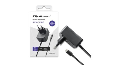 Qoltec Ładowarka Super FAST PD do Raspberry PI 4 USB-C 15W 5V 3A Czarna