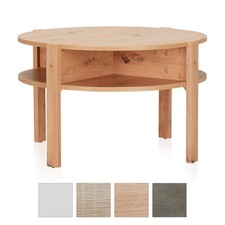 Couchtisch Sofatisch Wohnzimmertisch Rund Ablage Weiß Grau Eiche