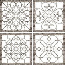 4 Piece Rustic Wall Decor Wooden Hollow Carved Farmhouse Hanging Decoration