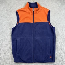 Brooks Brothers 346 Vest Mens Medium Blue Orange Fleece Full Zip Polyester 