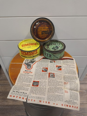 #ad Vintage Simoniz Advertising Oil Polish Can Old Early Auto Graphic Litho Empty $35.00
