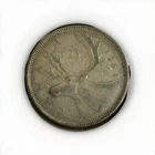 1964 Canada 25 Cents Quarter, .800 Silver Coin