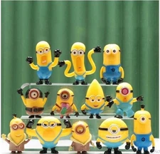 12pcs PVC For Kids MiniToy Birthday Gift Minions Models Cake Décor, Style B