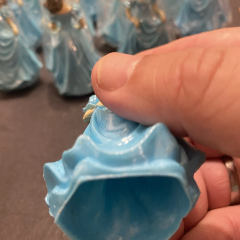 Rare Vtg 3"  (16) Bridesmaid  Quinceanera Figure w/  Blue Dress Wedding Part Nf1 - Image 4 of 4