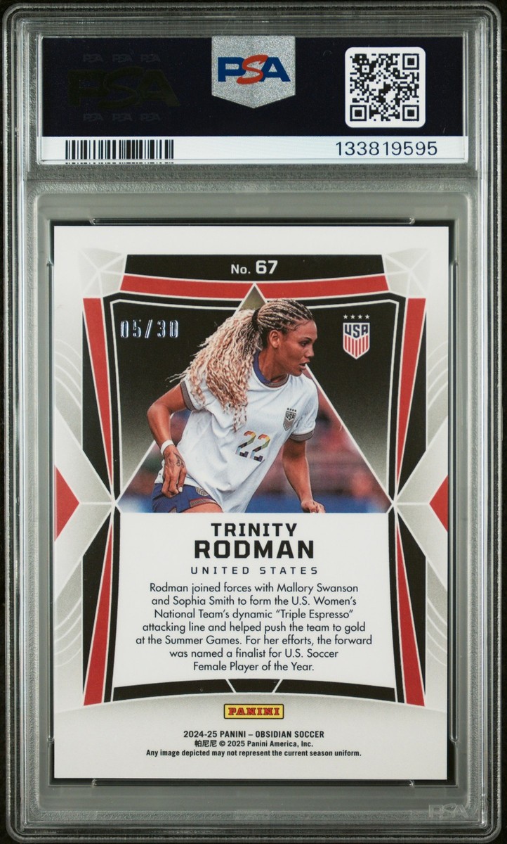2024-25 Panini Obsidian - Trinity Rodman #67 Electric Etch Purple 2024-25 Panini Obsidian - Trinity Rodman #67 Electric Etch Purple