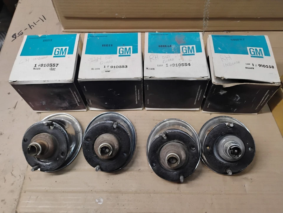 1963-1967 Chevy Chevrolet Corvette Taillights Chrome Housing Brake Lamps OEM - Image 2 of 4