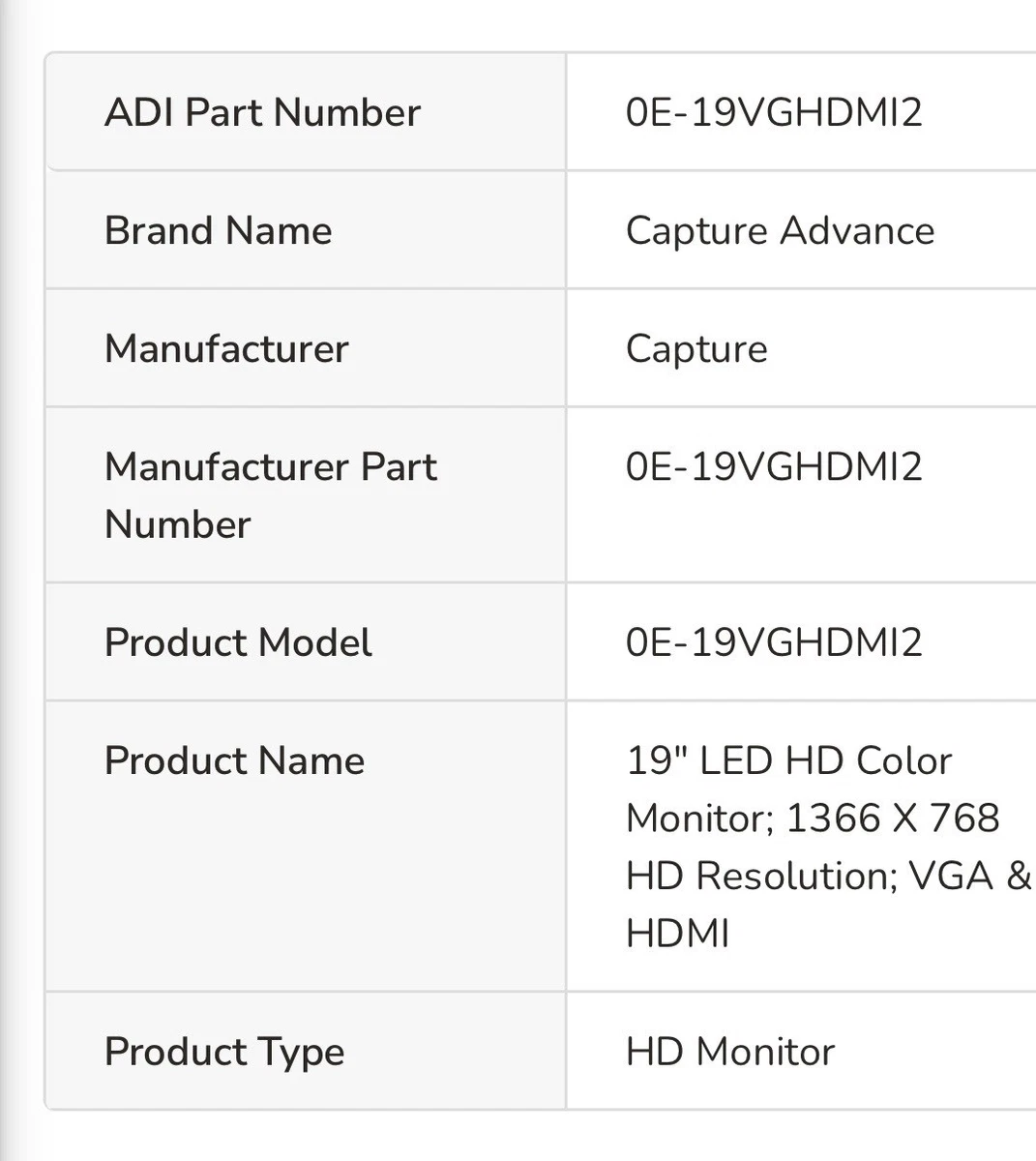 Capture HD PRO-GRADE 19" LED COLOR MONITOR OE-19VGHDMI2 photo 5