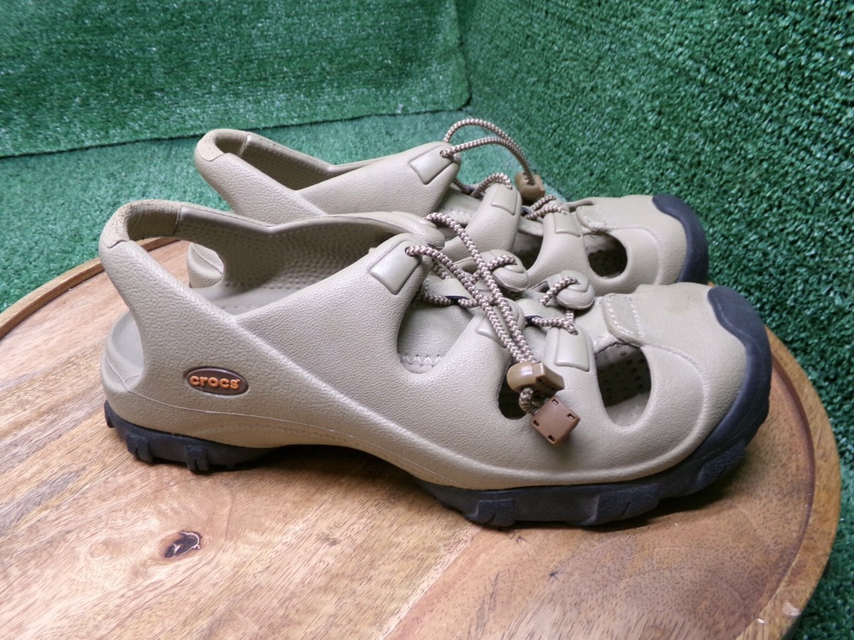 Crocs Trail Blazer Clog Sandals Beige Bungee Laces Hiking Crocs Trail Blazer Clog Sandals Beige Bungee Laces Hiking