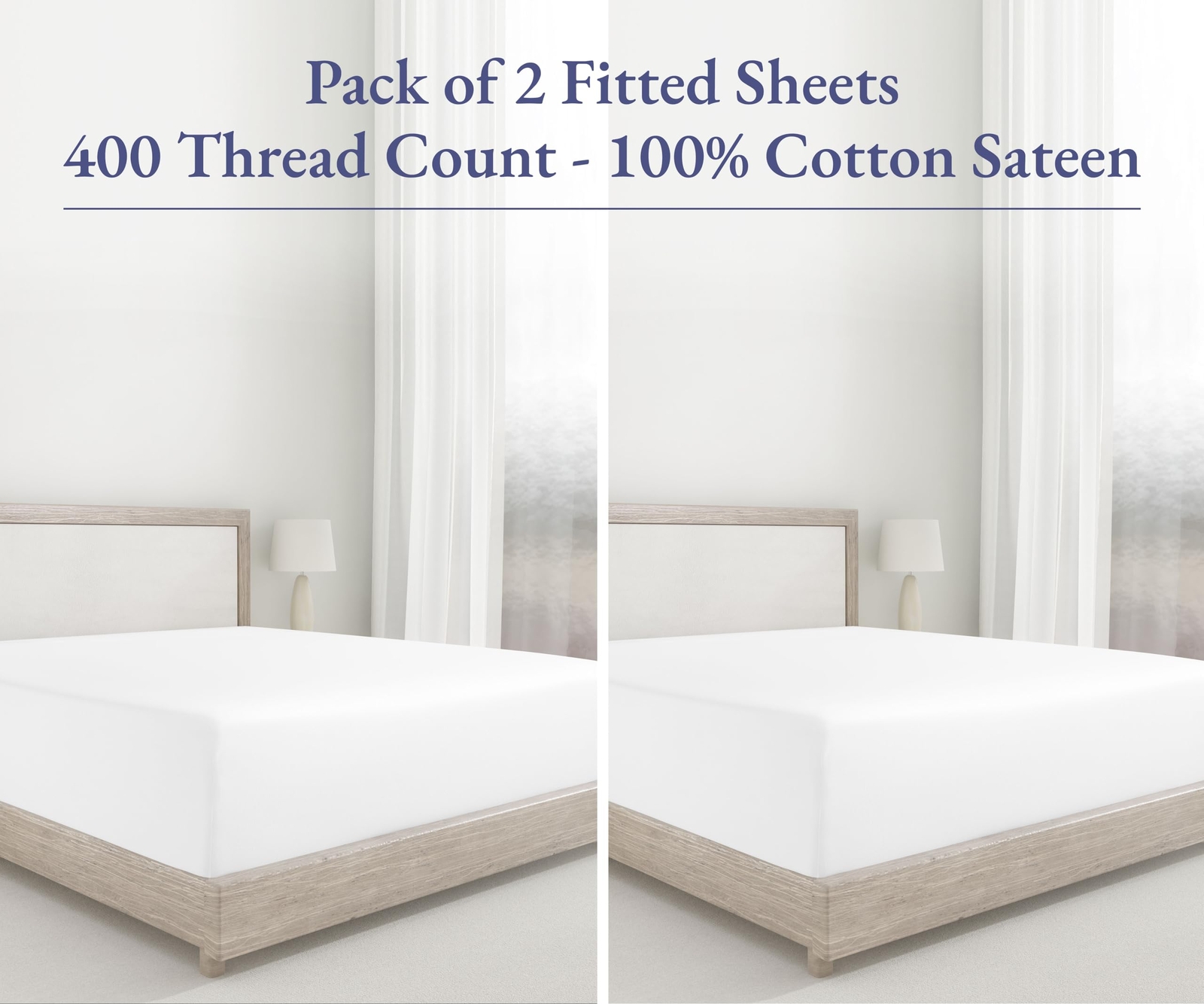 California Design Den 2Pack Cotton Twin XL Fitted Sheets, 400 Thread