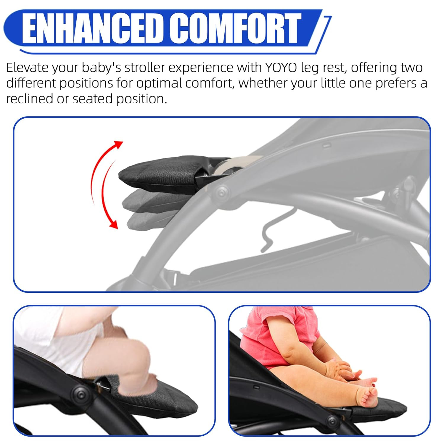 Stroller Leg Rest with Padded Cover Compatible with Babyzen YOYO