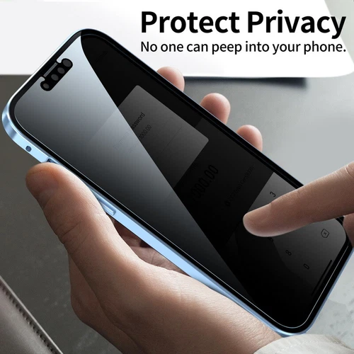 360 Magnetic Protection Privacy Double Glass Case For iPhone 16 15 14 Pro Max 13 - Picture 4 of 31