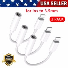 3 Pack For iPhone Headphone Adapter Jack 8Pin to 3.5mm Aux Cord Dongle Converter