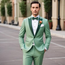 Men's Sage Green 2 Piece Tuxedo Suit Slim fit 2 Button Wedding Groom Dress Set