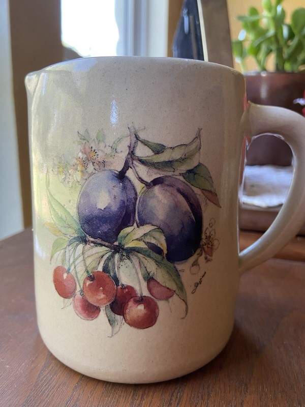 Casey Pottery Pitcher/Marshall, Texas/4.5”/plums And Cherries/vintage
