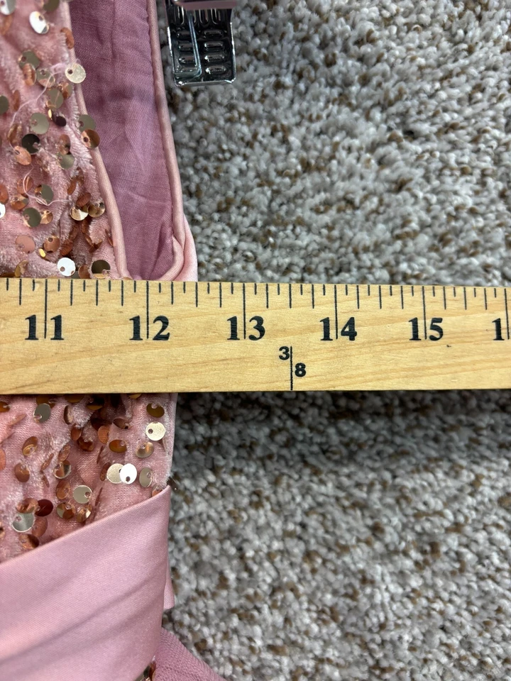 Vestido de fiesta rosa para niña lentejuelas doradas tul maxi falda ver medidas Foto 3 de 4