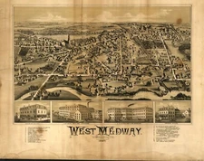 18" x 24" 1887 Map of West Medway Massachusetts