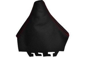 RED STITCH FITS SEAT IBIZA CORDOBA 2002-2008 SHIFT BOOT REAL BLACK LEATHER