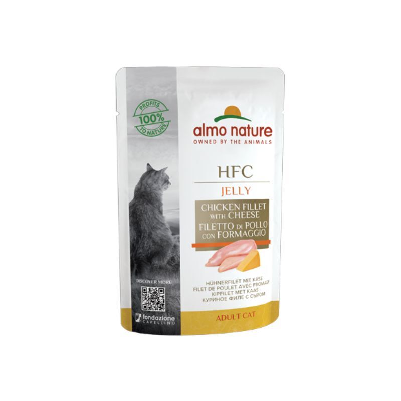 Almo nature cat hfc jelly filetto di pollo e formaggio 55gr