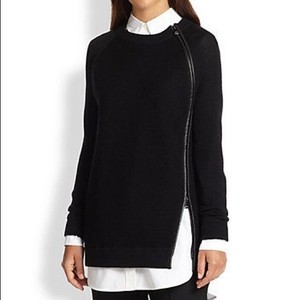 leather trim sweater