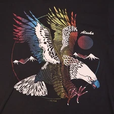 Screen Stars Best Single Stitch 1990 shirt Metallic Eagle Alaska Black XL USA