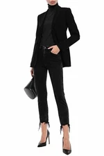 3x1 Womens New 29 Black Glen W3 Straight Crop High Rise Stretch Slim Fray Jeans