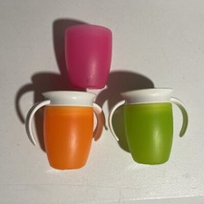 Munchkin Miracle 360 Green/ Orange /pink Sippy Cup 7oz Set Of 3 Cups W 2 Lids