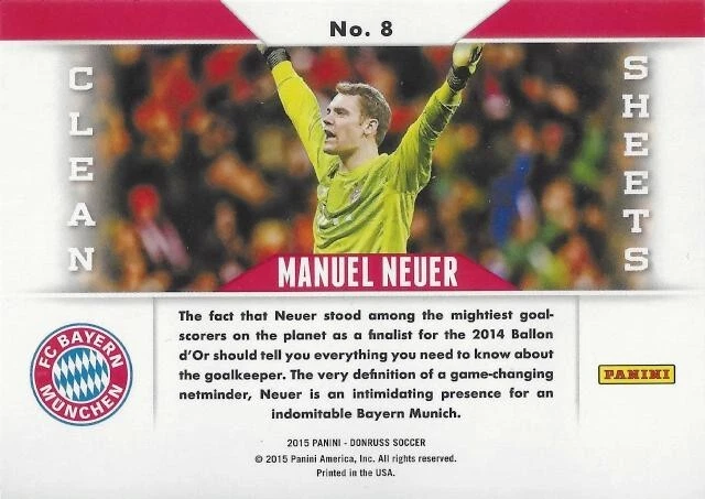 2015 Donruss Soccer Set - 'Clean Sheets' Set Red Soccer Ball (No. 1 - No. 10) - Image 4 of 4