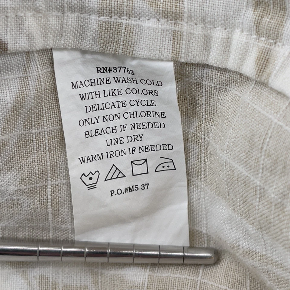 Camisa Cubavera Hombres 2XL Beige Estampado Tropical Mezcla de Lino Camisa de Campamento Cubano Foto 4 de 4