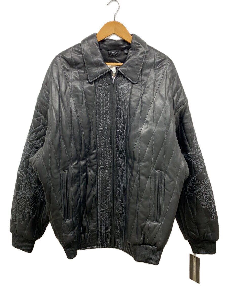 Pelle Leather Jacket 90s Indian Embroidery 44 Black Total