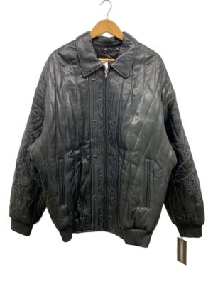 Pelle Leather Jacket 90s Indian Embroidery 44 Black Total