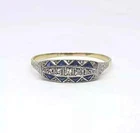 Art Deco Vintage Style Lab-Created Diamond Sapphire 14k Gold FN Engagement Ring